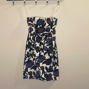 banana republic purple floral strapless dress